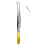 Curved Yellow-Grip Cotton & Dressing Tweezers