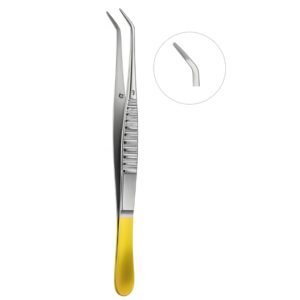 Curved Yellow-Grip Cotton & Dressing Tweezers