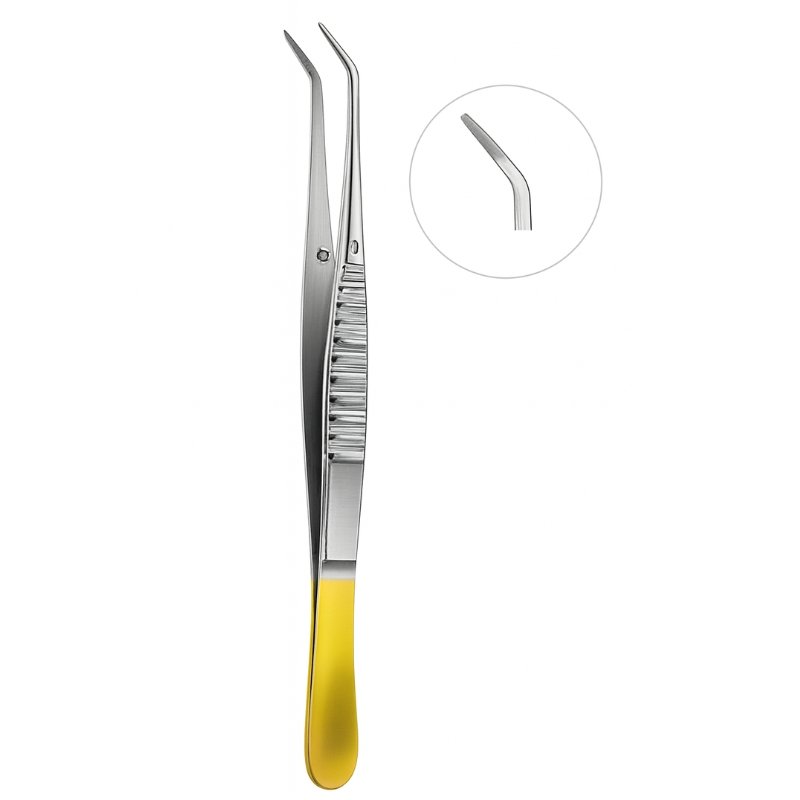 Curved Yellow-Grip Cotton & Dressing Tweezers Curved Yellow-Grip Cotton & Dressing Tweezers